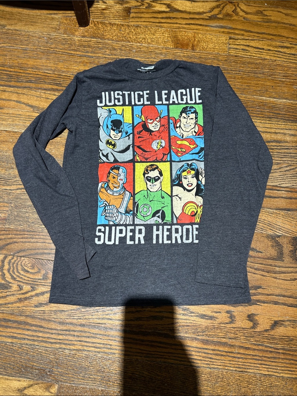 Justice League Super Hero Gray Long Sleeve Tee
